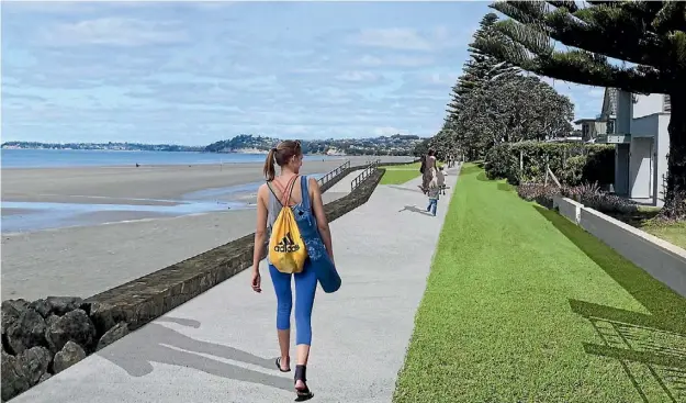  ?? AUCKLAND COUNCIL ?? An artist’s impression of the first phase of the wall with a 150mm upstand.