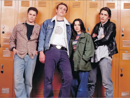  ??  ?? It lasted just 18 episodes and only 12 aired at the time but Freaks and Geeks launched the careers of, from left, Seth Rogen, Jason Segel, Linda Cardellini, James Franco and many others.