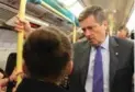  ?? JENNIFER PAGLIARO/TORONTO STAR FILE PHOTO ?? John Tory chats with riders on a commuter train in London last fall. The mayor spent part of his business trip to Britain checking out transit systems.