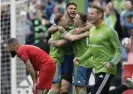  ?? Photograph: Elaine Thompson/ ?? Seattle’s $11.12m wage bill still represents the sixth highest in MLS, but they get so much more for their money than so many of their rivals.