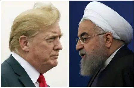  ?? THE ASSOCIATED PRESS ?? President Donald Trump and Iranian President Hassan Rouhani are shown. The Trump administra­tion is announcing the reimpositi­on of all U.S. sanctions on Iran that had been lifted under the 2015 nuclear deal.