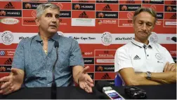  ??  ?? NERVOUS TIMES: Ajax Cape Town chairman Ari Efstathiou and coach Muhsin Ertugral.