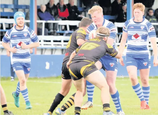  ?? Aidan Gleeson snr ?? ●●Jimmy Connaughto­n drives forward for Mayfield during their win against Wath Brow at the weekend. Report on pages 48 and 49