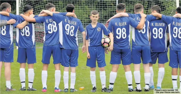  ??  ?? Players wore number 98 – the year Kieran was born