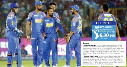  ?? PTI ?? Rajasthan Royals skipepr Ajinkya Rahane (right), Jos Buttler (right) Jaydev Unadkat (second from right) and other players in a celebrator­y mood. —