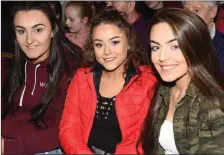  ??  ?? Zoe Kennedy, Clodagh Sheehan and Sophie McAuliffe were at the Rose McAuliffe Memorial Concert.