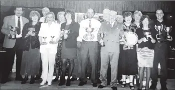  ??  ?? Trophy winners at the Lamlash Bowing and Tennis Club at their prize-giving and dinner last Saturday. 01_B48twe04