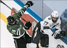  ?? JASON FRANSON/AP ?? Stars captain Jamie Benn, left, hasn’t scored a goal in the Stanley Cup Final.