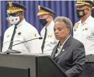  ?? ANTHONY VAZQUEZ/AP ?? Chicago Mayor Lori Lightfoot said Fraternal Order of Police President John Catanzara put the public in danger.