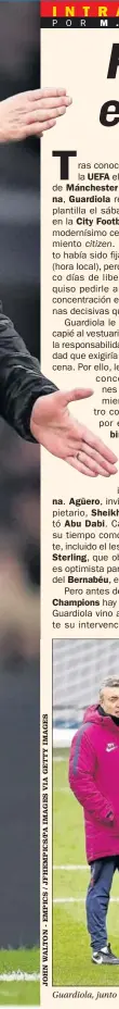  ??  ?? de
Guardiola, junto a su ‘staff’ durante un entrenamie­nto del City en la actual temporada.