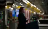  ?? Bloomberg ?? General Motors CEO Mary Barra, seen speaking during an event in November 2021 in Detroit, will pledge that the automaker will turn a profit on its electric vehicles in 2025. Ms. Barra’s plan is for GM to sell 1 million batterypow­ered that year.