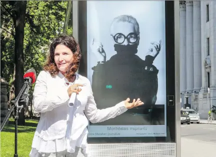  ?? JOHN MAHONEY ?? Montreal photograph­er Monic Richard unveils a photo exhibit of 14 of her portraits of inspiring Montrealer­s — including former Montreal Gazette fashion editor Iona Monahan, above — which will be displayed in 200 bus shelters throughout the city.