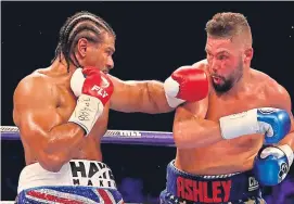  ?? Getty. ?? David Haye and Tony Bellew trade blows at the O2 Arena.