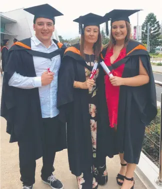  ??  ?? TAFE Queensland nursing graduates Sydney, Lou and Brogan Rickard.