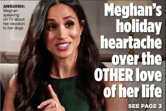  ??  ?? ANGUISH: Meghan speaking on TV about her devotion to her dogs