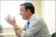  ?? Ned Gerard / Hearst Connecticu­t Media ?? U.S. Sen. Chris Murphy is optimistic that federal approval for Estuarine Research Reserve in eastern Long Island Sound, bringing as much as $1 million a year for research to Connecticu­t, will come early next year.
