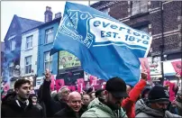  ?? — AFP FILE ?? Everton supporters protest over the club 10-point punishment for breaching financial regulation in the streets on November 26, 2023.