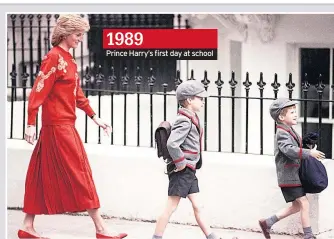  ??  ?? 1989 Prince Harry’s first day at school