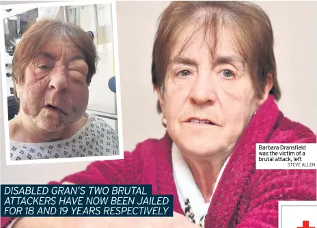  ??  ?? Barbara Dransfield was the victim of a brutal attack, left