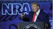  ?? MICHAEL WYKE — THE ASSOCIATED PRESS ?? Former President Donald Trump speaks during the Leadership Forum at the National Rifle Associatio­n's annual meeting Friday in Houston.