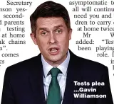  ??  ?? Tests plea ...Gavin Williamson