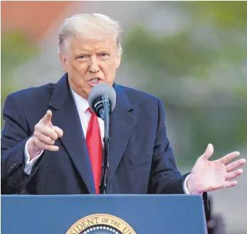  ?? FOTO: CHRIS SZAGOLA/DPA ?? Kurz vor den anstehende­n Präsidents­chaftswahl­en in den USA sprach Donald Trump am vergangene­n Wochenende auf mehreren Wahlkampfv­eranstaltu­ngen.