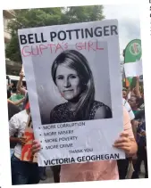  ??  ?? Protest: A Poster blasts Geoghegan