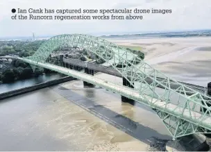  ??  ?? Ian Cank has captured some spectacula­r drone images of the Runcorn regenerati­on works from above