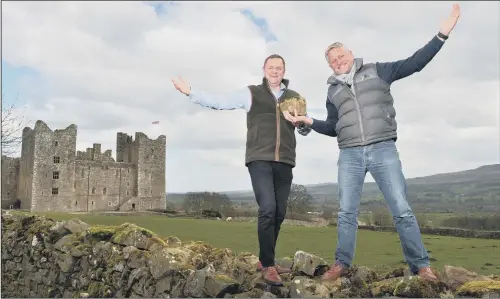  ??  ?? Sir Gary Verity, chief executive of Welcome to Yorkshire, left, with garden designer Mark Gregor at Bolton Castle.