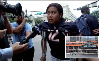  ?? JOEY ROULETTE / REUTERS ?? Taylor Poindexter speaks to reporters after witnessing a gunman open fire on gamers participat­ing in a video game tournament outside The Jacksonvil­le Landing in Jacksonvil­le, Florida on Sunday. The gunman killed two people before killing himself, police said.