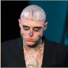  ??  ?? Rick was known as Zombie Boy, due to bone and organ tattoos across his body, including skull features on his face. He appeared in Lady Gaga’s Born This Way video in 2011