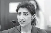  ?? Graeme Jennings / Associated Press ?? Facebook asserts that Lina Khan, new head of the Federal Trade Commission, can’t be impartial in the antitrust investigat­ions because of past criticism.