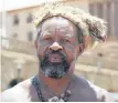  ??  ?? Chief Khoisan SA outside the Union Buildings. |