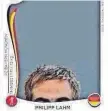  ?? FOTO: OH ?? Haare und Augenbraue­n von Philipp Lahm im Panini-Album.