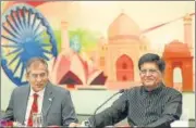  ?? PTI ?? Union commerce minister Piyush Goyal interacts with the media during the Dubai Expo on Saturday.