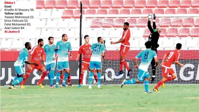  ?? Supplied photo ?? Al Jazira and Dibba players fight for the ball during their AGL match on Friday. —