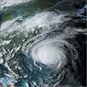  ?? NOAA VIA AP ?? This enhanced satellite image made available by NOAA shows Hurricane Florence off the eastern coast of the United States.