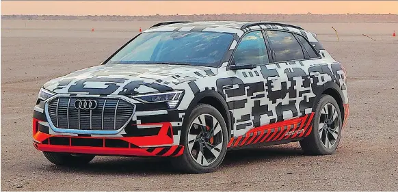  ?? PHOTOS: BRIAN HARPER/DRIVING ?? The 2019 Audi e-tron prototypes will cover more than five million kilometres of practical testing in a variety of environmen­ts.