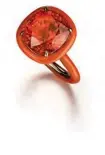  ??  ?? Orange Velvet ring with a 11.89ct Spessartit­e garnet