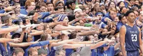  ?? GERRY BROOME/AP ?? Duke fans cheer as Yale's Jordan Bruner waits to inbound the ball during a game in 2018.