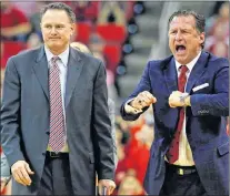  ?? AP PHOTO ?? Jeff Dunlap, left, once played for Mark Gottfried, right, at UCLA, and worked as an assistant for Gottfried at North Carolina State. After the two were fired last season, Dunlap landed in St. John’s as the new coach and GM of the Edge.