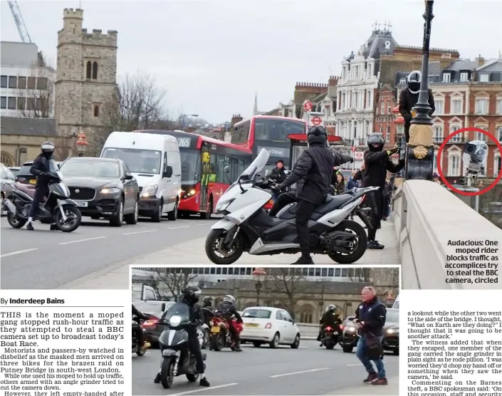  ??  ?? Thwarted: The gang escape empty-handed after an off-duty policeman steps in