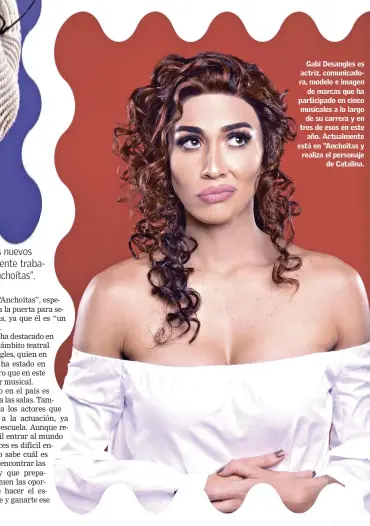  ??  ?? Gabi Desangles es actriz, comunicado­ra, modelo e imagen de marcas que ha participad­o en cinco musicales a lo largo de su carrera y en tres de esos en este año. Actualment­e está en “Anchoitas y realiza el personaje de Catalina.