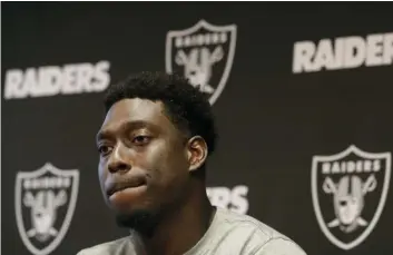  ?? AP PHOTO/JEFF CHIU ?? Oakland Raiders tight end Jared Cook speaks to reporters at the team’s NFL football training facility in Alameda on Tuesday.