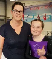  ??  ?? Bridget Mc Cormack with her daughter, Lucy, Enniscorth­y Gymnastics Club.