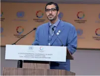  ?? Wam ?? Nasser bin Thani Juma Al Hamli addresses the conference in Marrakesh. —