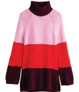  ??  ?? BUILDING BLOCKS The art of colour blocking is made easy thanks to this stylish sweater from Ann Taylor. Mixing the complement­ary hues pink, red and burgundy, this sweater makes a cool sartorial statement — without any stress about things matching up. $152.70 | Ann Taylor; anntaylor.com