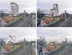  ?? FOTO: DPA ?? Das Bonn-Center war mit 60 Metern eines der höchsten Häuser im ehemaligen Regierungs­viertel. Die Sprengung verlief problemlos.