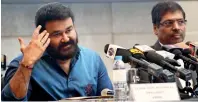  ?? Photo by Shihab ?? Actor Mohan Lal and K Madhavan during a Press conference in Dubai on Monday. —