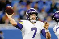  ?? PAUL SANCYA / ASSOCIATED PRESS ?? Case Keenum, undrafted out of college, has been playing well with his third NFL team.